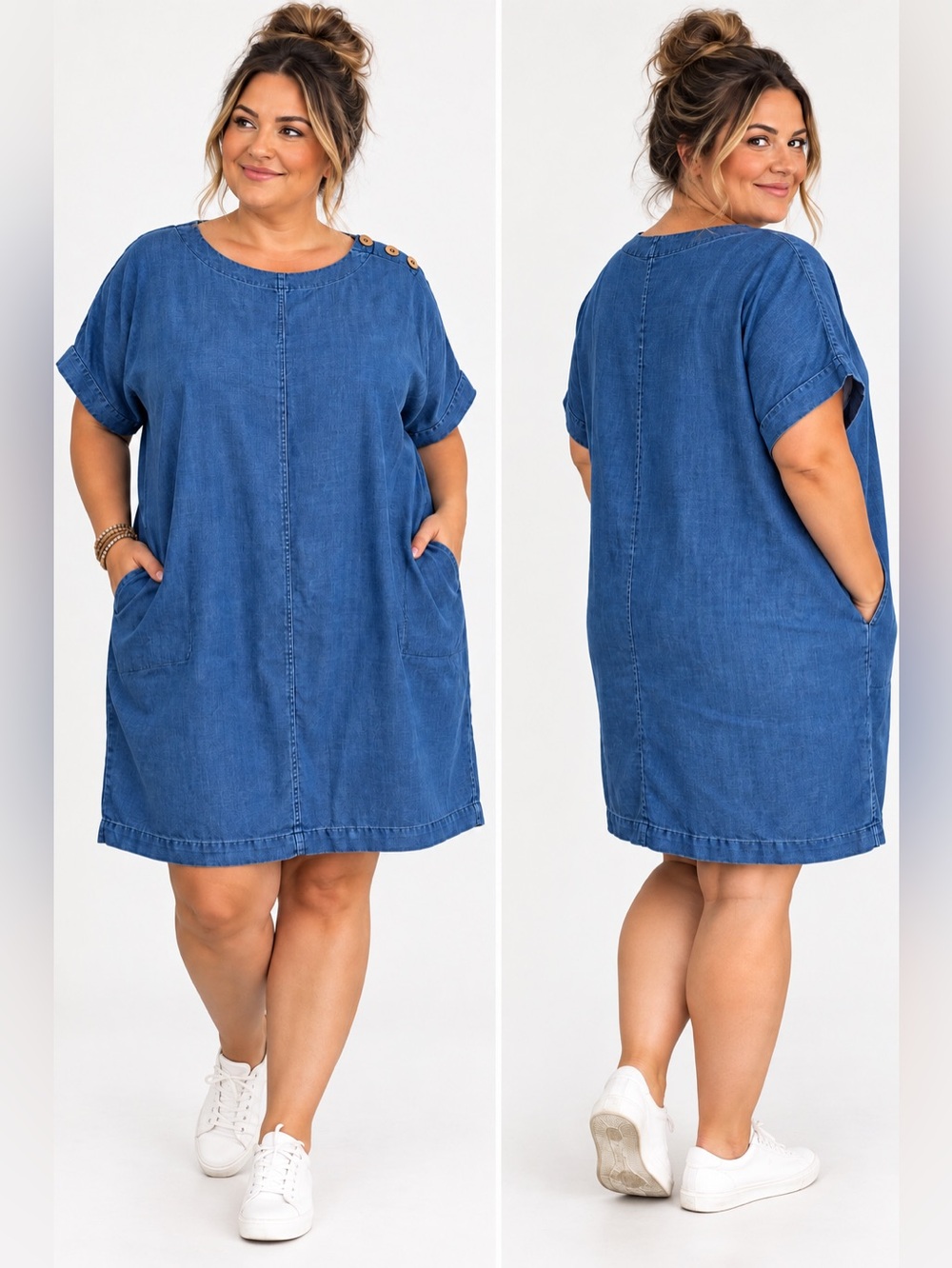 J. Jill Pure Jill Indigo Blue Tencel Lyocell Dress Lagenlook XL